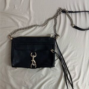 Black and Silver Crossbody Bag with Chain Strap *flawed*